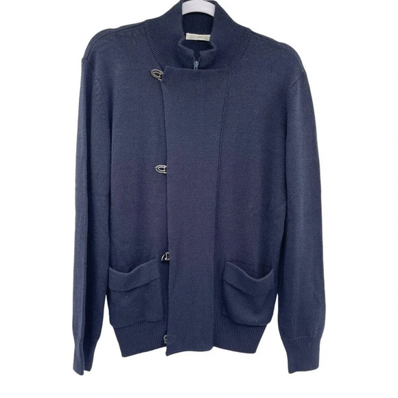 Nara Maglie Italy Cardigan Blue Womens Size M/L Merino Wool Blend Knit Sweater - Picture 1 of 12
